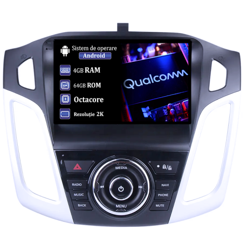 Focus 3 (2011-2018) - Navigatie dedicata Ford Focus 2011-2015, 4GB RAM 64GB ROM, Procesor Qualcomm Octacore, Android 14, Rezolutie 2K, Display QLED 9", DSP, Carplay&Android Auto, SIM 4G