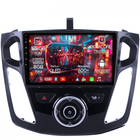 Focus 3 (2011-2018) - Navigatie dedicata Ford Focus 3 2012-2018, 8GB RAM 128GB ROM, Octacore, Platforma TS18, Android 13, Display QLED 9”, Suporta camera 360º, DSP, Carplay&Android Auto, SIM 4G, Ventilator Activ