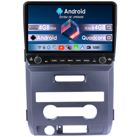 F150 2008-2014 - Navigatie dedicata Ford F150 2008-2014 Tesla cu butoane rotative model 2024, 4GB RAM 64GB ROM, Procesor Quadcore, Android 14, Display QLED 10", DSP, Carplay&Android Auto