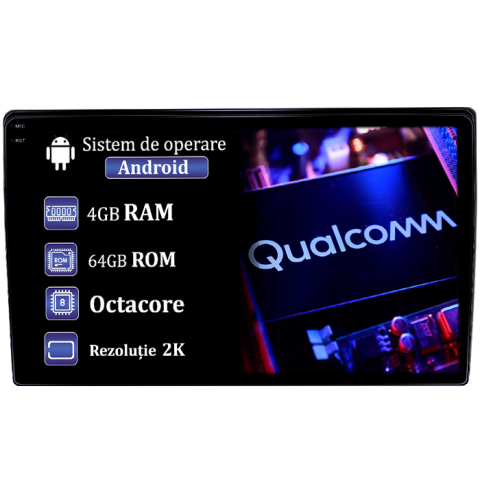 Focus - Navigatie dedicata Ford Focus, 4GB RAM 64GB ROM, Procesor Qualcomm Octacore, Android 14, Rezolutie 2K, Display QLED 9", DSP, Carplay&Android Auto, SIM 4G