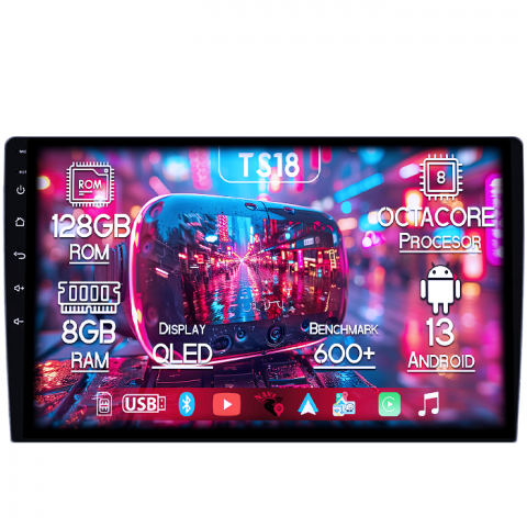 Ford - Navigatie dedicata Ford Focus, 8GB RAM 128GB ROM, Octacore, Platforma TS18, Android 13, Display QLED 9”, Suporta camera 360º, DSP, Carplay&Android Auto, SIM 4G, Ventilator Activ