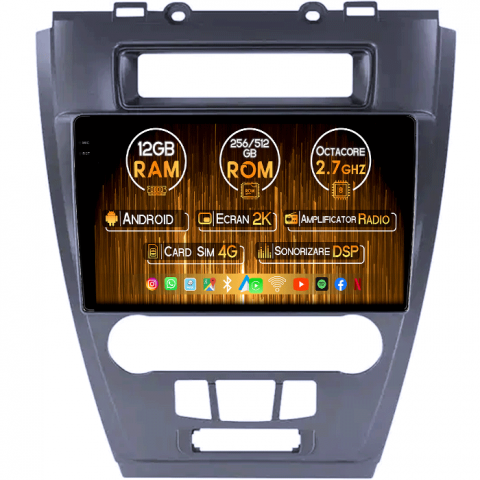 Fusion (2004-2011) - Navigatie dedicata Ford Fusion/ Mondeo 2009-2012, 12GB RAM 256GB ROM, Android 13, Rezolutie 2K, Display QLED, 10", DSP, Carplay, Android Auto, Internet, Youtube, Waze, Wi Fi, USB