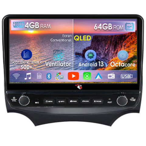 Ford KA - Navigatie dedicata Ford KA cu butoane rotative model 2024, 4GB RAM 64GB ROM, Quadcore, Android 13, Display QLED 9", DSP, Carplay, Android Auto, Internet, Youtube, Waze, WIFI