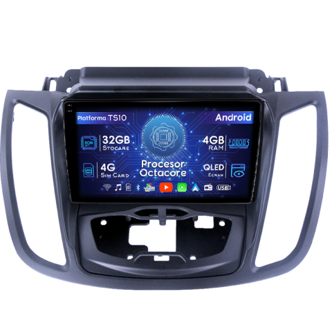 Kuga 2 Escape 3 2012-2019 - Navigatie dedicata Ford Kuga 2 2012-2019, 4GB RAM 32GB ROM, Octacore, Android 14, Display QLED 1K 9", DSP, Carplay&Android Auto, SIM 4G, Bluetooth, Ventilator Activ