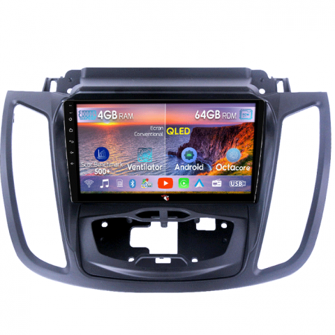 Kuga 2 Escape 3 2012-2019 - Navigatie dedicata Ford Kuga 2 2012-2019, 4 GB RAM 64 ROM, Android 13, Display QLED, 9", DSP, Carplay, Android Auto, Internet, Youtube , Waze , Wi Fi , Usb , Bluetooth