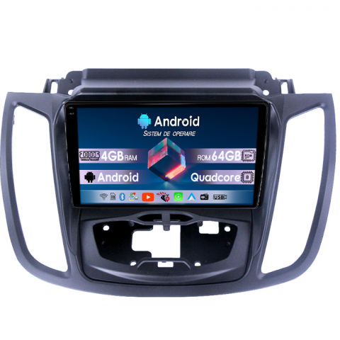 Kuga 2 Escape 3 2012-2019 - Navigatie dedicata Ford Kuga 2 Escape 3 2012-2019, 4GB RAM 64GB ROM, Quadcore, Android 14, Display QLED 1K 9", DSP, Carplay&Android Auto, Suport camere AHD