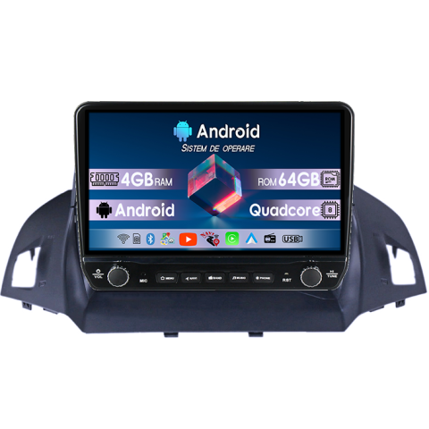Kuga 2 Escape 3 2012-2019 - Navigatie dedicata Ford Kuga 2 Escape 3 2012-2019 Tesla cu butoane rotative model 2024, 4GB RAM 64GB ROM, Procesor Quadcore, Android 14, Display QLED 10", DSP, Carplay&Android Auto