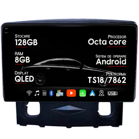 Kuga 2008-2010 - Navigatie dedicata Ford Kuga 2008-2010, 8GB RAM 128GB ROM, Octacore, Platforma TS18, Android 13, Display QLED 9”, Suporta camera 360º, DSP, Carplay&Android Auto, SIM 4G, Ventilator Activ