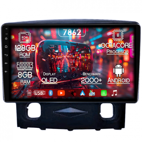 Kuga 2008-2010 - Navigatie dedicata Ford Kuga 2008-2010, 8GB RAM 128GB ROM, Octacore, Platforma 7862,Android 13, Display QLED 9”, Suporta camera 360º, DSP, Carplay&Android Auto, SIM 4G, Ventilator Activ