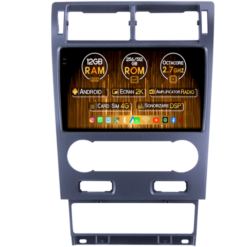 Mondeo 2000-2007 - Navigatie dedicata Ford Mondeo 2000-2007, 12GB RAM 256GB ROM, Android 13, Rezolutie 2K, Display QLED, 9", DSP, Carplay, Android Auto, Internet, Youtube, Waze,