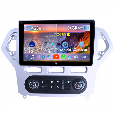 Mondeo (2007-2010) - Navigatie dedicata Ford Mondeo 2007-2010, 4GB RAM 64GB ROM, Octacore, Android 14, Display QLED 1K 10", Carplay&Android Auto, SIM 4G, Ventilator Activ