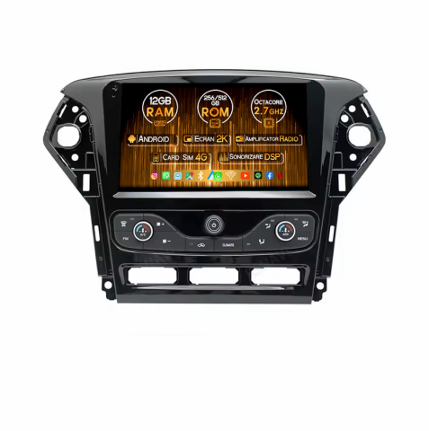 Mondeo 2011-2014 - Navigatie dedicata Ford Mondeo 2011-2014 Butoane Jos, 12GB RAM 256GB ROM, Android, Rezolutie 2K, Display QLED, 9", DSP, Carplay, Android Auto, Internet, Youtube, Waze, Wi Fi, USB