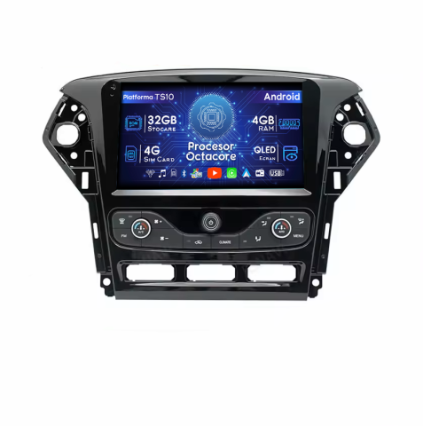 Mondeo 2011-2014 - Navigatie dedicata Ford Mondeo 2011-2014 Butoane Jos, 4GB RAM 32GB ROM, Octacore, Android, Display QLED  9", DSP, Carplay&Android Auto, SIM 4G, Bluetooth, Ventilator Activ