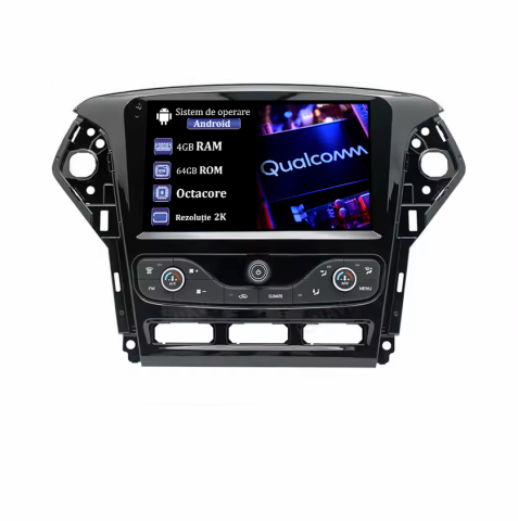 Mondeo 2011-2014 - Navigatie dedicata Ford Mondeo 2011-2014 Butoane Jos, 4GB RAM 64GB ROM, Procesor Qualcomm Octacore, Android 15, Rezolutie 2K, Display QLED 9", DSP, Carplay&Android Auto, SIM