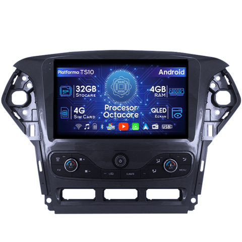 Ford Mondeo 2006-2010 - Navigatie dedicata Ford Mondeo 2007-2011, 4GB RAM 32GB ROM, Octacore, Android 14, Display QLED 9", DSP, Carplay&Android Auto, SIM 4G, Bluetooth, Ventilator Activ