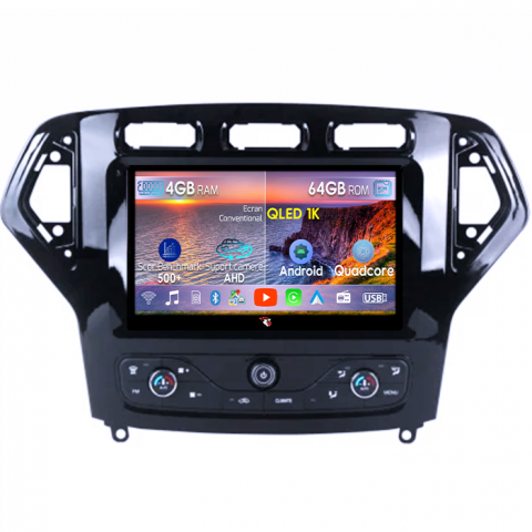 Ford Mondeo 2006-2010 - Navigatie dedicata Ford Mondeo 2007-2011, 4GB RAM 64GB ROM, Octacore, Android 14, Display QLED 1K 9", Carplay&Android Auto, SIM 4G, Ventilator Activ