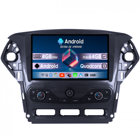 Mondeo 2010-2014 - Navigatie dedicata Ford Mondeo 2010-2014, 4GB RAM 64GB ROM, Quadcore, Android 14, Display QLED 1K 9", DSP, Carplay&Android Auto, Suport camere AHD