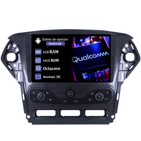 Navigatii Dedicate - Navigatie dedicata Ford Mondeo 2010-2014, 4GB RAM 64GB ROM, Procesor Qualcomm Octacore, Android 14, Rezolutie 2K, Display QLED 9", DSP, Carplay&Android Auto, SIM 4G