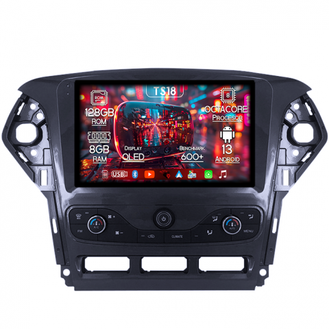 Mondeo 2010-2014 - Navigatie dedicata Ford Mondeo 2010-2014, 8GB RAM 128GB ROM, Octacore, Platforma TS18, Android 13, Display QLED 9”, Suporta camera 360º, DSP, Carplay&Android Auto, SIM 4G, Ventilator Activ