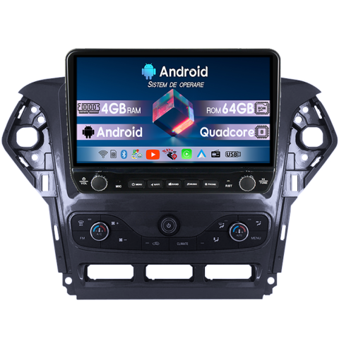 Ford - Navigatie dedicata Ford Mondeo 2010-2014 Tesla cu butoane rotative model 2024, 4GB RAM 64GB ROM, Procesor Quadcore, Android 14, Display QLED 10", DSP, Carplay&Android Auto