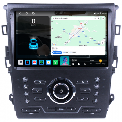 Navigatie dedicata Ford Mondeo 2014-2019, 4GB RAM 64GB ROM, Octacore, Android 14, Display QLED 1K 9", Carplay&Android Auto, SIM 4G, Ventilator Activ [1]