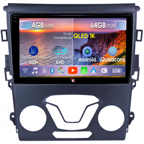 Mondeo 2014-2019 - Navigatie dedicata Ford Mondeo 2014-2019, 4GB RAM 64GB ROM, Octacore, Android 14, Display QLED 1K 9", Carplay&Android Auto, SIM 4G, Ventilator Activ