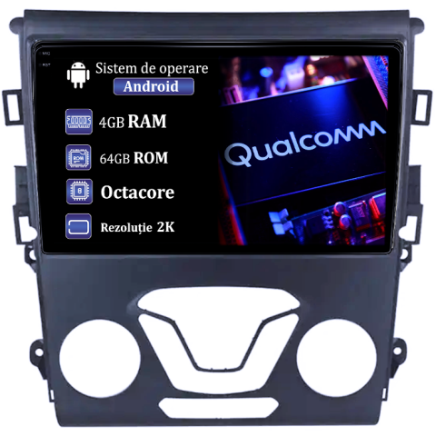 Ford - Navigatie dedicata Ford Mondeo 2014-2019, 4GB RAM 64GB ROM, Procesor Qualcomm Octacore, Android 14, Rezolutie 2K, Display QLED 9", DSP, Carplay&Android Auto, SIM 4G