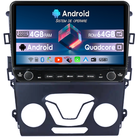 Navigatii Dedicate - Navigatie dedicata Ford Mondeo 2014-2019 Tesla cu butoane rotative model 2024, 4GB RAM 64GB ROM, Procesor Quadcore, Android 14, Display QLED 10", DSP, Carplay&Android Auto