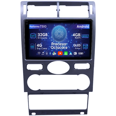 Mondeo 3 2000-2007 - Navigatie dedicata Ford Mondeo 3 2000-2007, 4GB RAM 32GB ROM, Octacore, Android 14, Display QLED  9", DSP, Carplay&Android Auto, SIM 4G, Bluetooth, Ventilator Activ