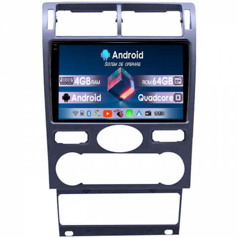 Mondeo 3 2000-2007 - Navigatie dedicata Ford Mondeo 3 2000-2007, 4GB RAM 64GB ROM, Quadcore, Android 14, Display QLED 1K 9", DSP, Carplay&Android Auto, Suport camere AHD