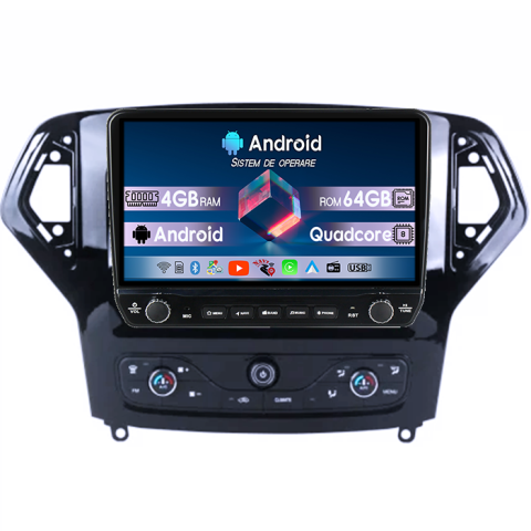 Ford Mondeo 2006-2010 - Navigatie dedicata Ford Mondeo 2006-2010 Tesla cu butoane rotative model 2024, 4GB RAM 64GB ROM, Procesor Quadcore, Android 14, Display QLED 10", DSP, Carplay&Android Auto