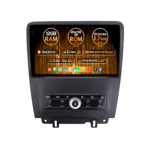 Ford Mustang 2009-2014 - Navigatie dedicata Ford Mustang 2009-2014, 12GB RAM 256GB ROM, Android 13, Rezolutie 2K, Display QLED, 10", DSP, Carplay, Android Auto, Internet, Youtube, Waze