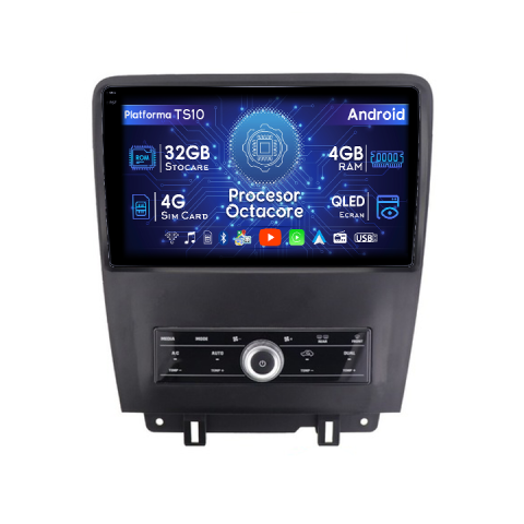 Ford Mustang 2009-2014 - Navigatie dedicata Ford Mustang 2009-2014, 4GB RAM 32GB ROM, Octacore, Android 14, Display QLED  10", DSP, Carplay&Android Auto, SIM 4G, Bluetooth, Ventilator Activ