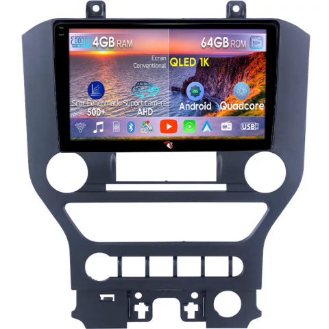 Mustang 2014-2021 - Navigatie dedicata Ford Mustang 2014-2021, 4GB RAM 64GB ROM, Octacore, Android 14, Display QLED 1K 9", Carplay&Android Auto, SIM 4G, Ventilator Activ