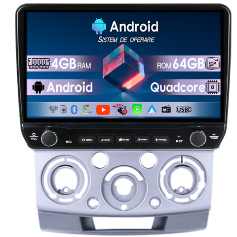 Ranger 2006-2011 - Navigatie dedicata Ford Ranger 2006-2011 Tesla cu butoane rotative model 2024, 4GB RAM 64GB ROM, Procesor Quadcore, Android 14, Display QLED 10", DSP, Carplay&Android Auto