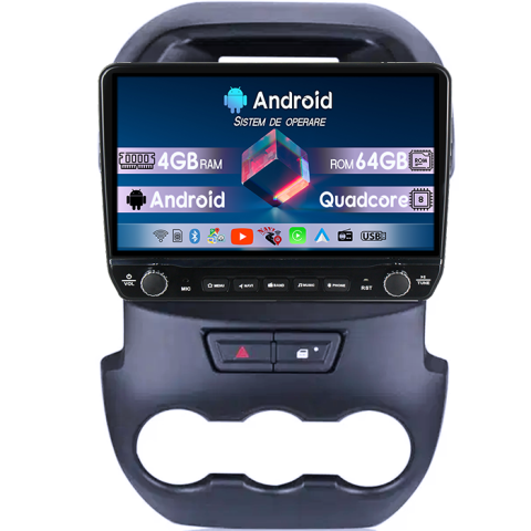 Ranger 2011-2016 - Navigatie dedicata Ford Ranger 2011-2016 Tesla cu butoane rotative model 2024, 4GB RAM 64GB ROM, Procesor Quadcore, Android 14, Display QLED 10", DSP, Carplay&Android Auto