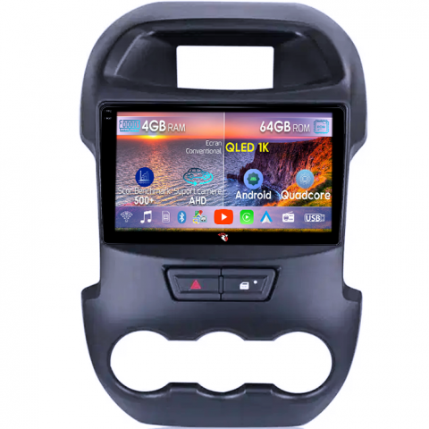 Ranger 2011-2016 - Navigatie dedicata Ford Ranger 2011-2016, 4GB RAM 64GB ROM, Octacore, Android 14, Display QLED 1K 9", Carplay&Android Auto, SIM 4G, Ventilator Activ