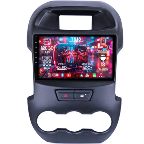 Ford - Navigatie dedicata Ford Ranger 2011-2016, 8GB RAM 128GB ROM, Octacore, Platforma TS18, Android 13, Display QLED 9”, Suporta camera 360º, DSP, Carplay&Android Auto, SIM 4G, Ventilator Activ
