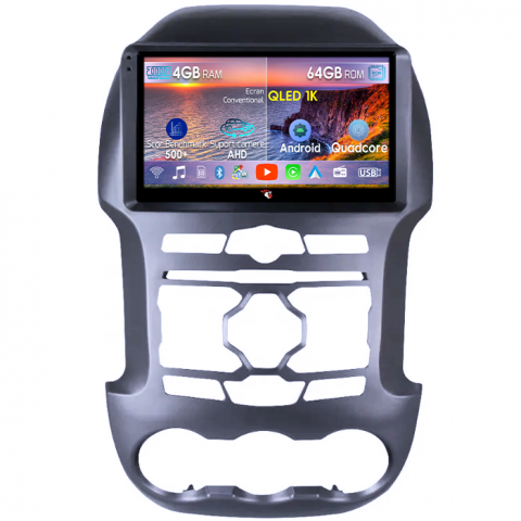 Ranger 2012-2014 - Navigatie dedicata Ford Ranger 2012-2014, 4GB RAM 64GB ROM, Octacore, Android 14, Display QLED 1K 9", Carplay&Android Auto, SIM 4G, Ventilator Activ