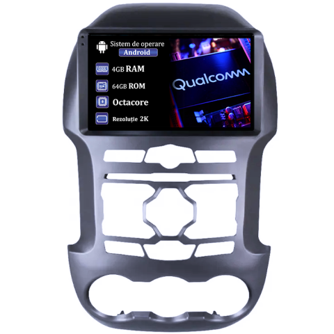 Navigatii Dedicate - Navigatie dedicata Ford Ranger 2012-2014, 4GB RAM 64GB ROM, Procesor Qualcomm Octacore, Android 14, Rezolutie 2K, Display QLED 9", DSP, Carplay&Android Auto, SIM 4G