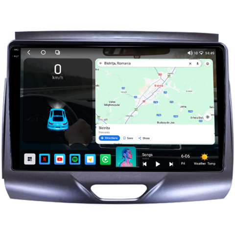 Navigatie dedicata Ford Ranger 2015-2020, 4GB RAM 64GB ROM, Octacore, Android 14, Display QLED 1K 9", Carplay&Android Auto, SIM 4G, Ventilator Activ [1]