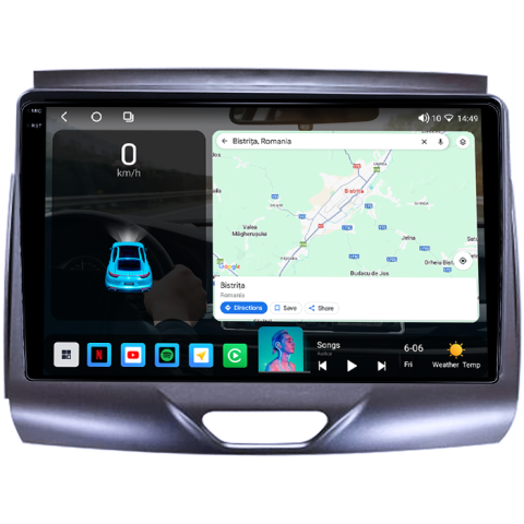 Navigatie dedicata Ford Ranger 2015-2020, 4GB RAM 64GB ROM, Procesor Qualcomm Octacore, Android 14, Rezolutie 2K, Display QLED 9", DSP, Carplay&Android Auto, SIM 4G [1]