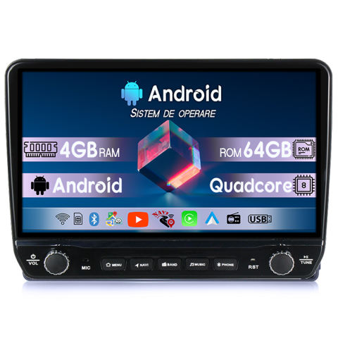 Ford - Navigatie dedicata Ford Transit (2000-2014) Tesla cu butoane rotative model 2024, 4GB RAM 64GB ROM, Procesor Quadcore, Android 14, Display QLED 10", DSP, Carplay&Android Auto