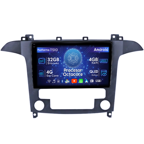 S-Max (2006-2015) - Navigatie dedicata Ford S-MAX 2006-2015, 4GB RAM 32GB ROM, Octacore, Android 14, Display QLED 1K 9", DSP, Carplay&Android Auto, SIM 4G, Bluetooth, Ventilator Activ