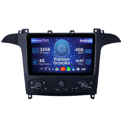 S-Max 2007-2008 - Navigatie dedicata Ford S-Max 2007-2008, 4GB RAM 32GB ROM, Octacore, Android 14, Display QLED 1K 9", DSP, Carplay&Android Auto, SIM 4G, Bluetooth, Ventilator Activ
