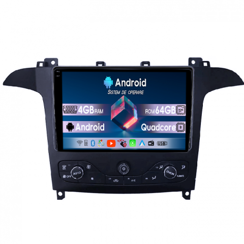 S-Max 2007-2008 - Navigatie dedicata Ford S-Max 2007-2008, 4GB RAM 64GB ROM, Quadcore, Android 14, Display QLED 1K 9", DSP, Carplay&Android Auto, Suport camere AHD