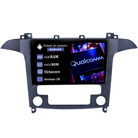 Ford - Navigatie dedicata Ford S-Max 2008-2010, 4GB RAM 64GB ROM, Procesor Qualcomm Octacore, Android 14, Rezolutie 2K, Display QLED 9", DSP, Carplay&Android Auto, SIM 4G