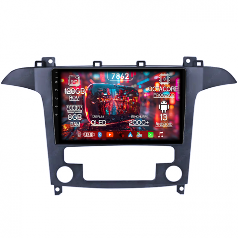 S-Max (2006-2015) - Navigatie dedicata Ford S-Max 2008-2010, 8GB RAM 128GB ROM, Octacore, Platforma 7862,Android 13, Display QLED 9”, Suporta camera 360º, DSP, Carplay&Android Auto, SIM 4G, Ventilator Activ