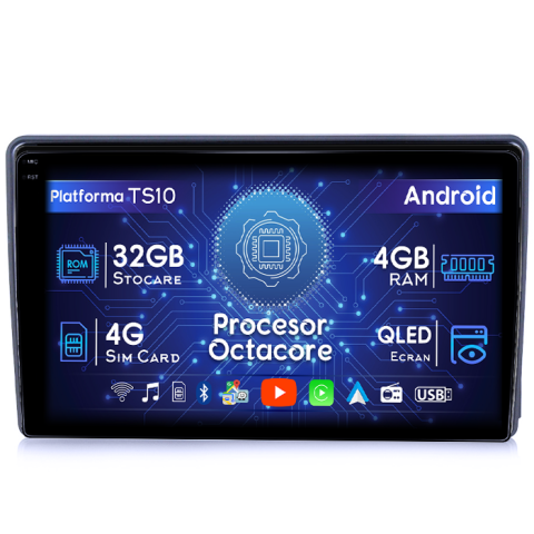 Navigatii Dedicate - Navigatie dedicata Ford Transit 2002-2012, 4GB RAM 32GB ROM, Octacore, Android 14, Display QLED  9", DSP, Carplay&Android Auto, SIM 4G, Bluetooth, Ventilator Activ       