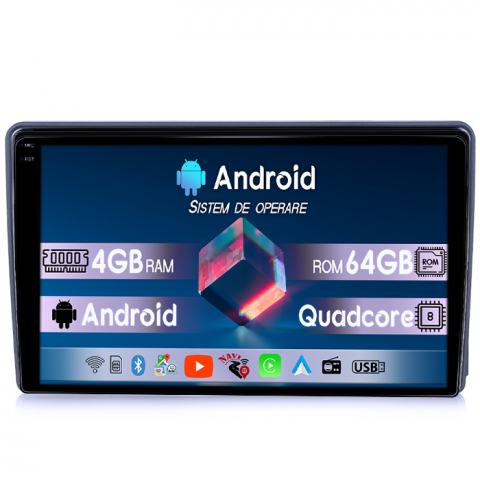 Navigatii Dedicate - Navigatie dedicata Ford Transit 2002-2012, 4GB RAM 64GB ROM, Quadcore, Android 14, Display QLED  9", DSP, Carplay&Android Auto, Suport camere AHD                        